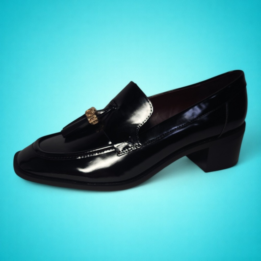 Franco Sarto Black Patent Leather Tassel Loafers